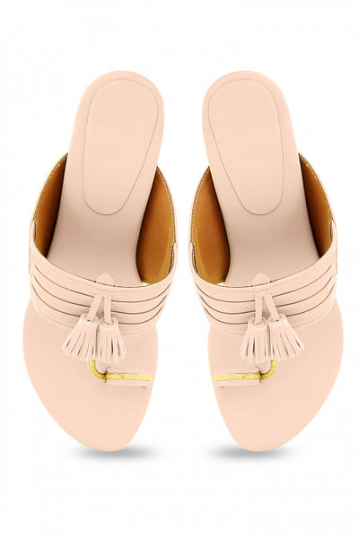 Pink kolhapuri block heels