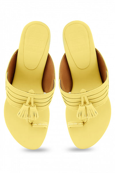 Yellow kolhapuri block heels
