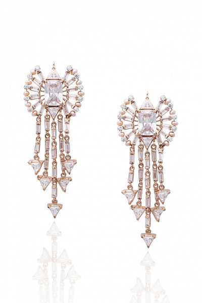 Crystal and pearl earrings