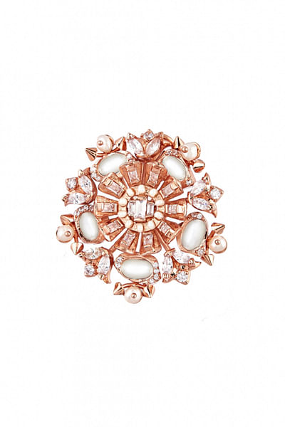Rose gold floral brooches