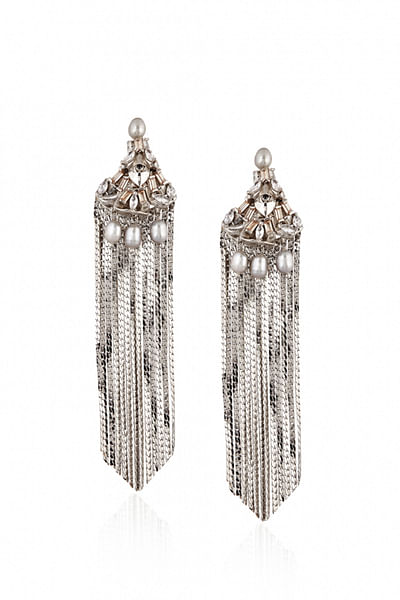Silver plated tassel earrings