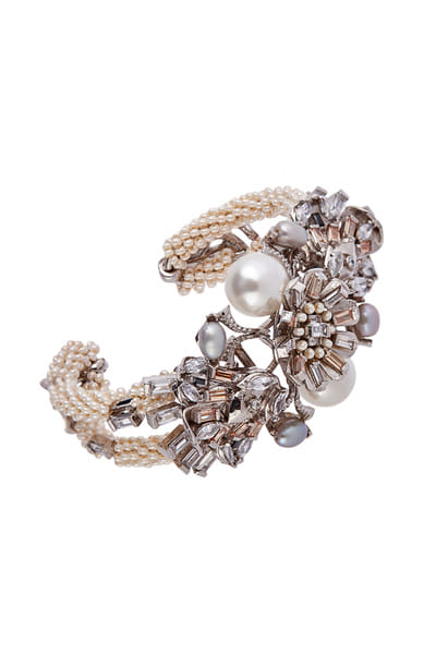 Pearl and crystal embellished bracelet