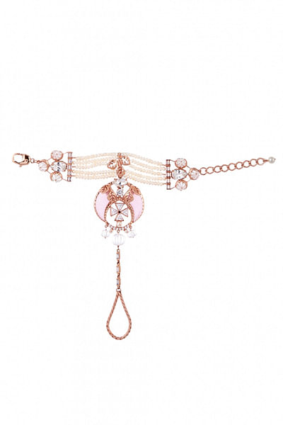 Rose gold pearl embellished hand harness