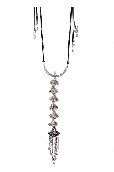 Gunmetal tassel layered pendant