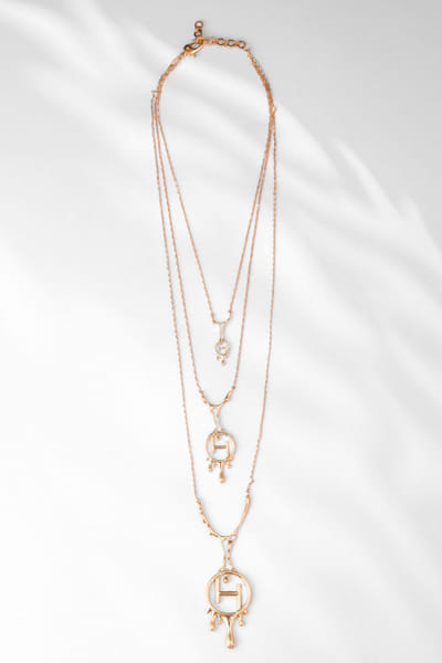 Gold plated layered chain necklace