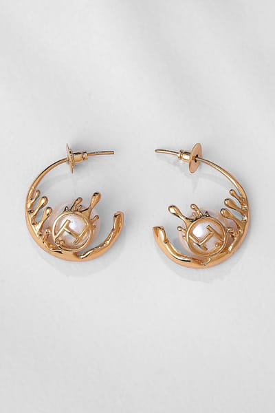 Pearl and gold plated hoop earrings