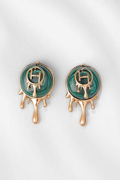 Malachite and gold plated stud earrings