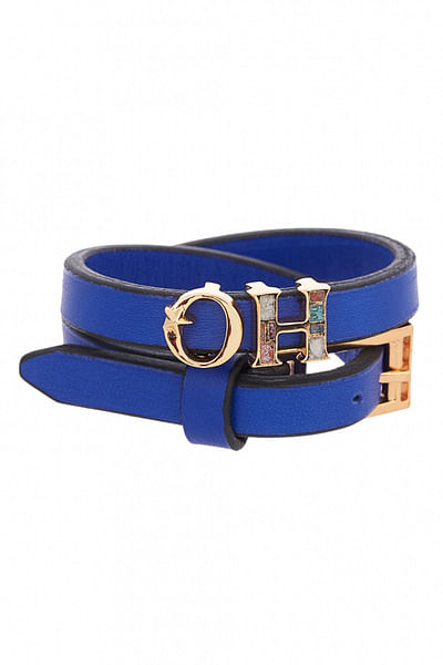 Blue double wrap bracelet