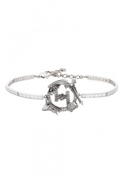 Silver logo choker necklace