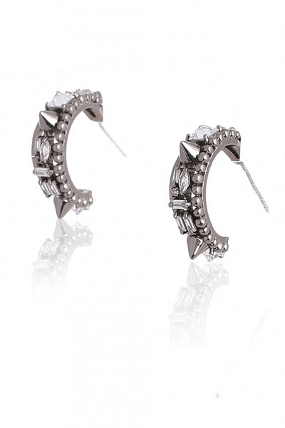 Gunmetal crescent hoop earrings