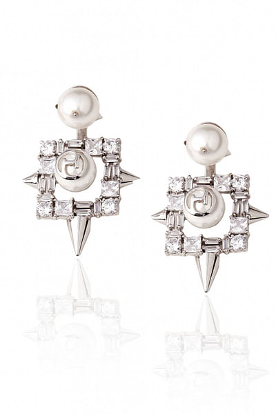 Silver crescent hoop earrings