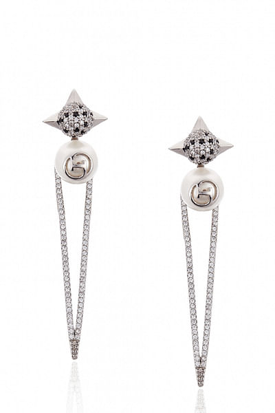 Silver spiky danglers