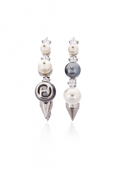 Silver swarovski hair clips