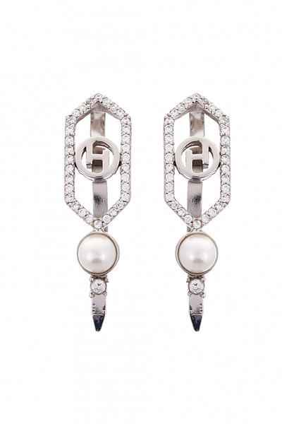 Silver swarovski crystals hair clips