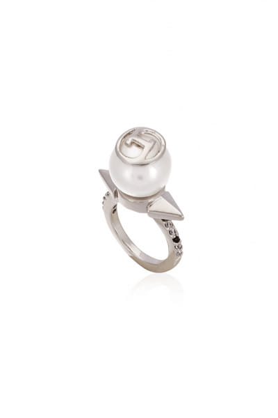 Pearl monogram ring