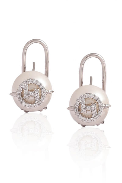 Ivory monogram stud earrings