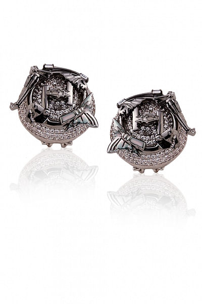 Silver embellished monogram studs