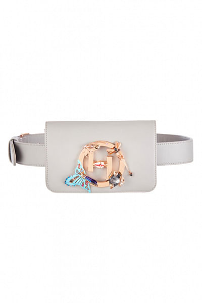 Grey embellished fanny pack