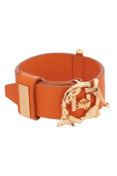 Tangerine and gold leather bracelet