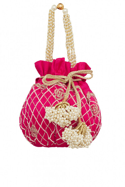 Hot pink embellished potli bag
