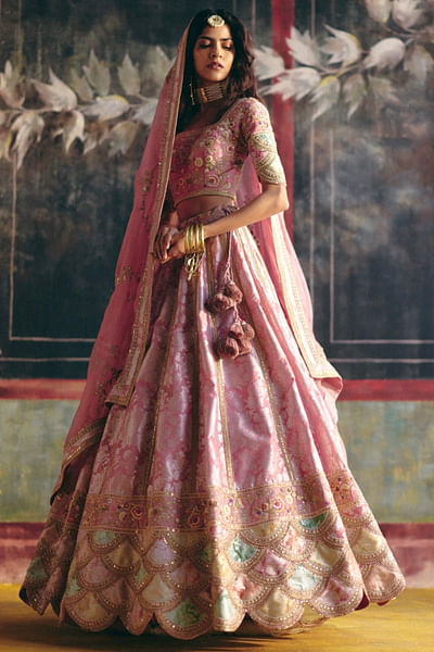 Lilac embroidered lehenga set