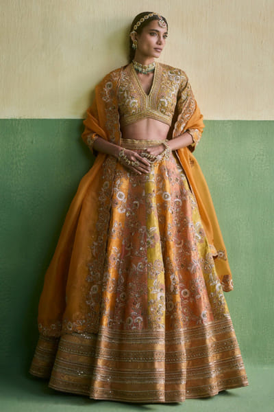 Petticoat Lane Multicolour gota-patchwork brocade lehenga set PETTJUN26D147892