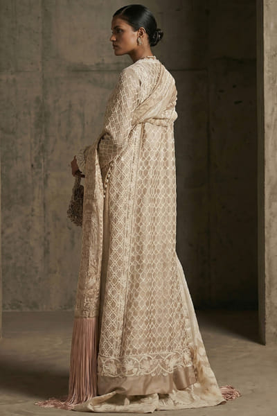 Sana Safinaz Ivory embellished long kurta set SANAJUL26D150003