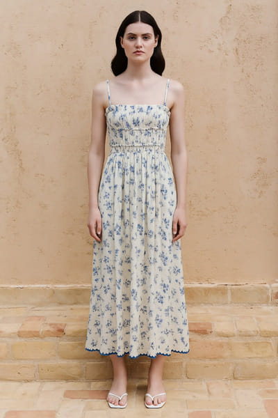 Shruti Sancheti Ecru floral printed maxi dress SHRUJUN26D147579