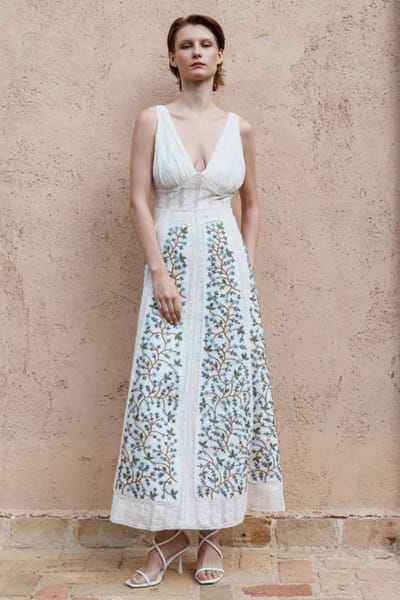 Shruti Sancheti White lace embroidered midi dress SHRUJUN26D147593
