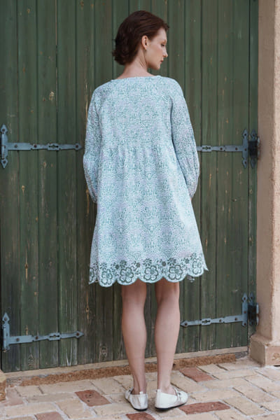 Shruti Sancheti Green and lilac printed poplin dress SHRUJUN26D147602