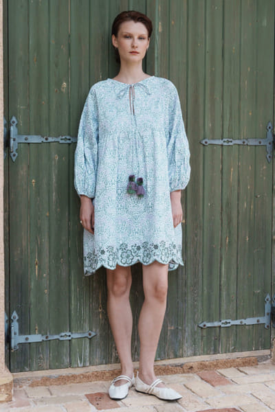 Shruti Sancheti Green and lilac printed poplin dress SHRUJUN26D147602