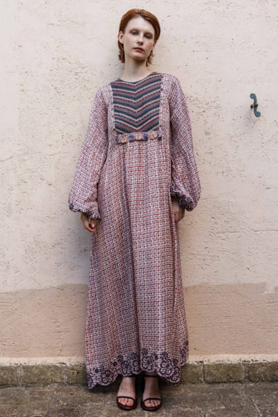 Shruti Sancheti Onion pink print embroidered maxi dress SHRUJUN26D147603