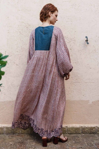 Shruti Sancheti Onion pink print embroidered maxi dress SHRUJUN26D147603