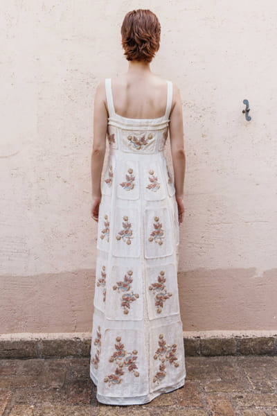 Shruti Sancheti Bone white appliqué embroidered maxi dress SHRUJUN26D147605