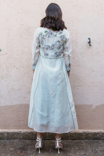 Shruti Sancheti Bone white embroidered shirt dress SHRUJUN26D147606