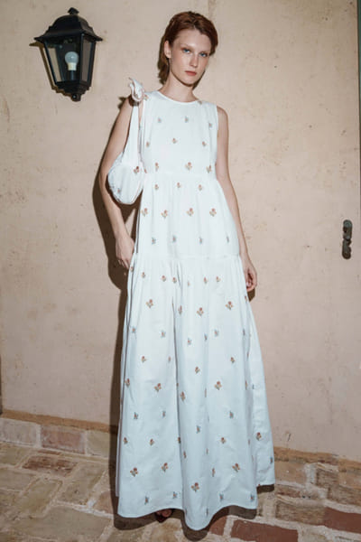 Shruti Sancheti White embroidered poplin maxi dress SHRUJUN26D147607