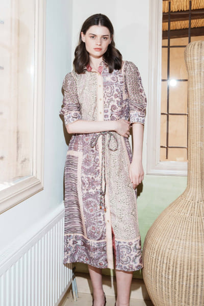 Shruti Sancheti Salmon pink printed shirt dress SHRUJUN26D147609