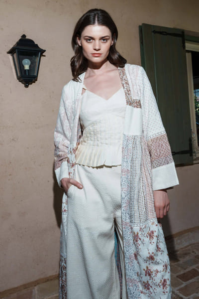 Shruti Sancheti White print embroidered belted jacket SHRUJUN26D147610