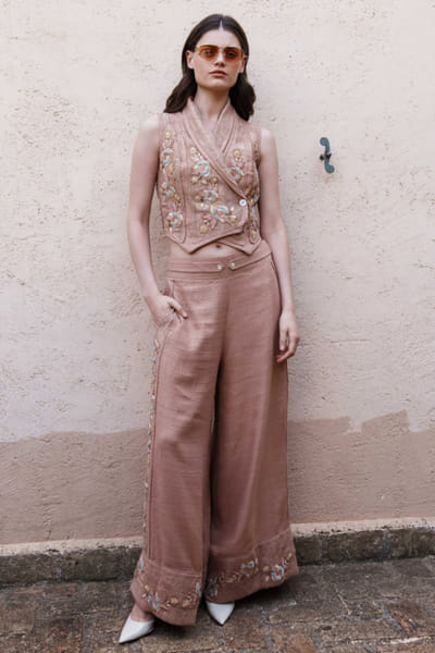 Shruti Sancheti Nude embroidered co-ord set SHRUJUN26D147612