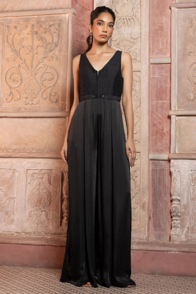 Black embroidered jumpsuit