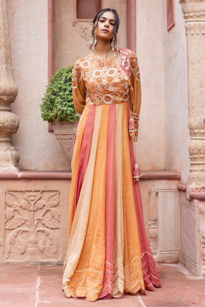 Shruti Sancheti Multicoloured embroidered ombre anarkali set SHRSEP25D134866