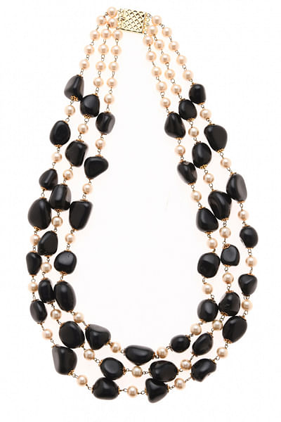 Black & white tumbled stone necklace