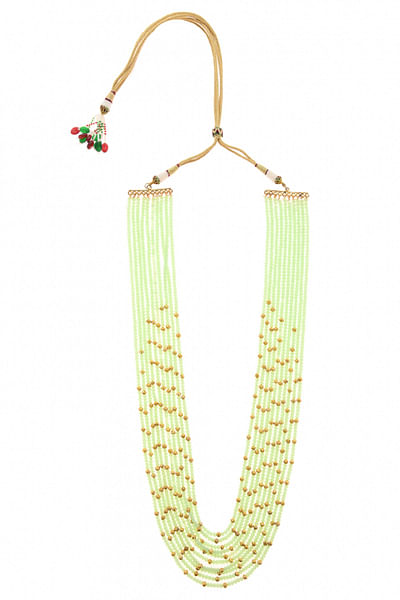 Green layered beaded necklace
