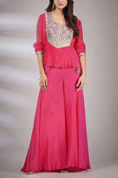 Hot pink peplum set