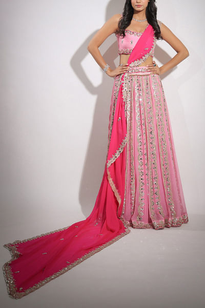 Pink embellished lehenga set