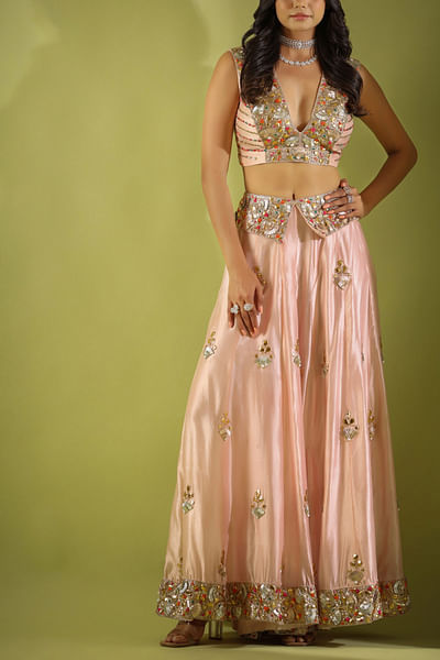 Blush pink embellished sharara set
