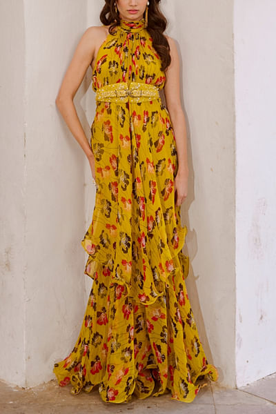 Bumblebee green layered maxi set