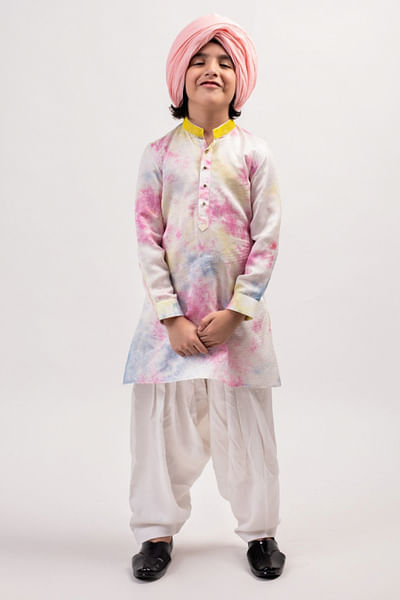Multicoloured tie & dye kurta set