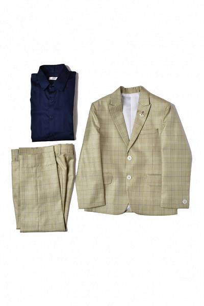 Pastel green checkered suit set