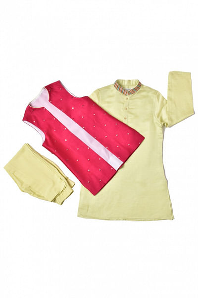 Pink waistcoat and kurta set